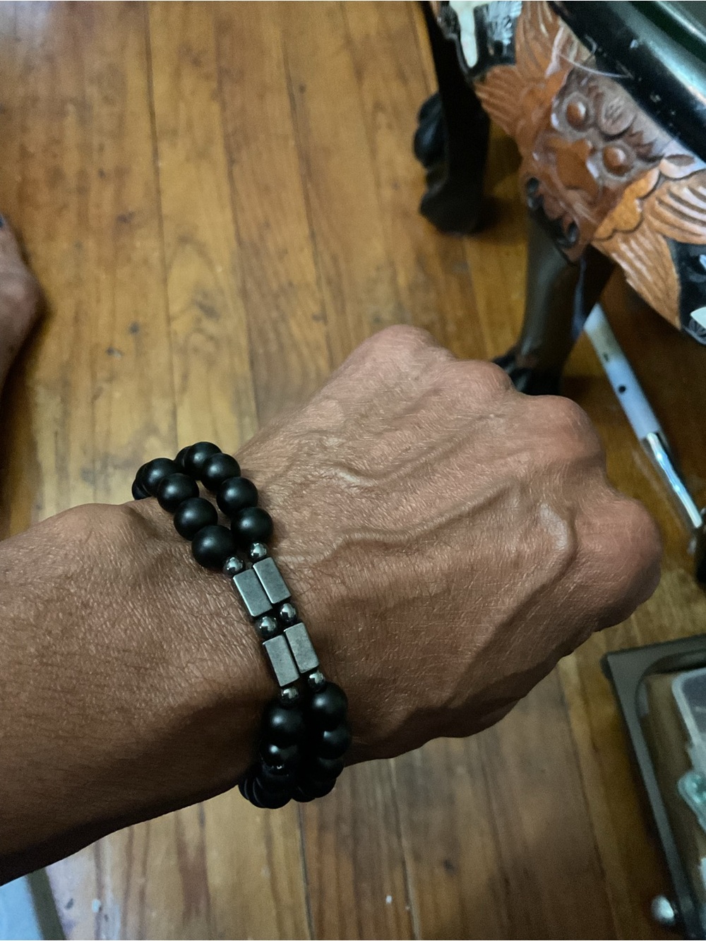 Mens Black Agate Magnetic Hematite Bracelet Set …